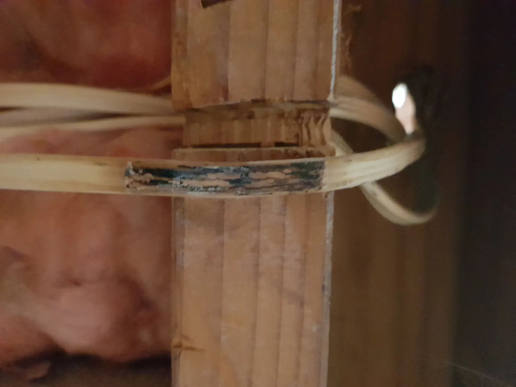 Standard cable melted where it passes through a timber stud